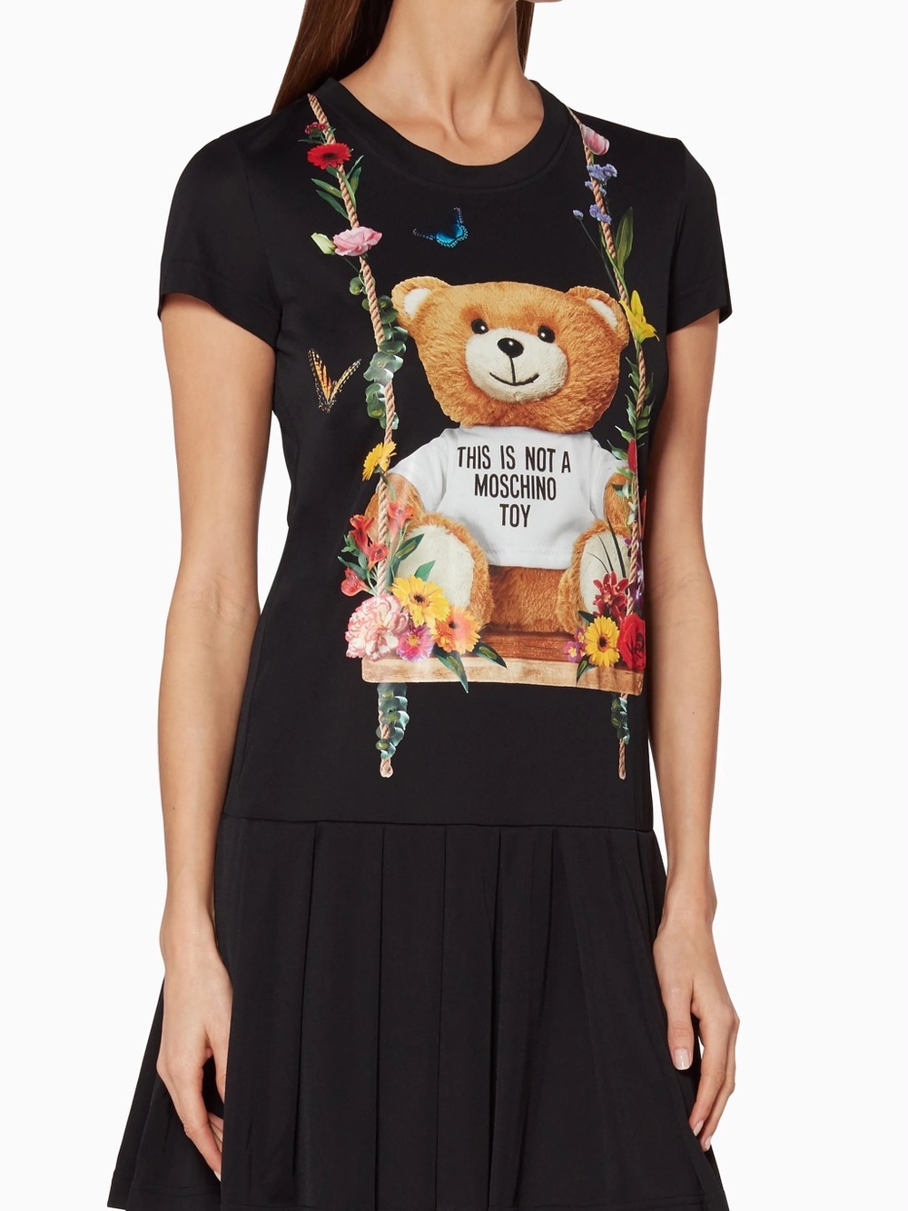 Moschino Black Printed Dropped-Waist Dress NWT Size 14